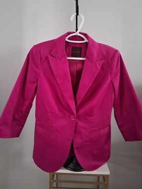 The Limited Pink Notch Collar Single-Button Blazer